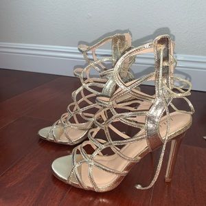 Gold strappy heels